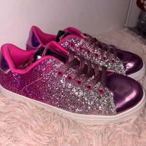 Justice Pink and Silver Glitter Sneakers